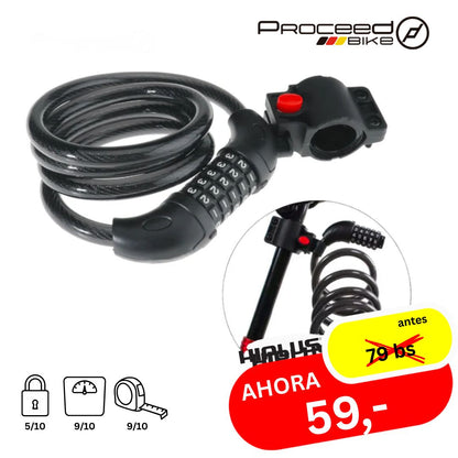 Proceed - Candado Messenger Granit Plus 10mm x 1m - 5 digitos