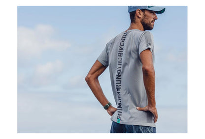 Compressport - Training Tshirt SS W Born to swin bike run - talla L - Grey